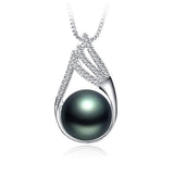 Freshwater Pearl Pendant with Zircon 925 Sterling Silver Necklace