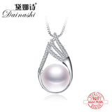 Freshwater Pearl Pendant with Zircon 925 Sterling Silver Necklace