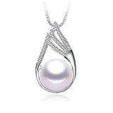 Freshwater Pearl Pendant with Zircon 925 Sterling Silver Necklace