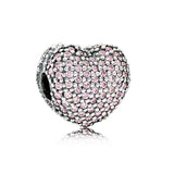 Romantic Pave Heart Clip Beads for Women's Charm Jewelry