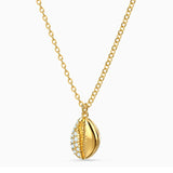 Crystal Chain Necklace with Pave Pendant Shell Charm