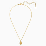 Crystal Chain Necklace with Pave Pendant Shell Charm