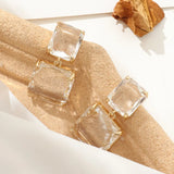 Square Crystal Clip-on Earrings for Parties