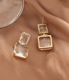 Square Crystal Clip-on Earrings for Parties