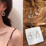 Square Crystal Clip-on Earrings for Parties