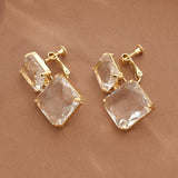 Square Crystal Clip-on Earrings for Parties
