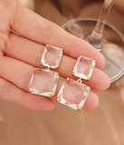 Square Crystal Clip-on Earrings for Parties