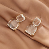 Square Crystal Clip-on Earrings for Parties