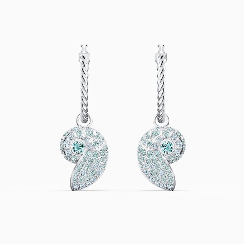 Conch Pattern Crystal Pierced Earrings - Romantic Jewelry Gift