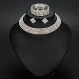 Silver Rhinestone Bridal Jewelry Wedding Set