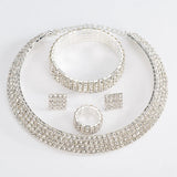 Silver Rhinestone Bridal Jewelry Wedding Set