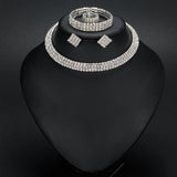 Silver Rhinestone Bridal Jewelry Wedding Set
