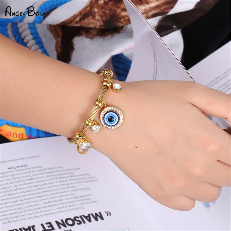 Evil Eyes Stainless Steel Islamic Women's Bracelet