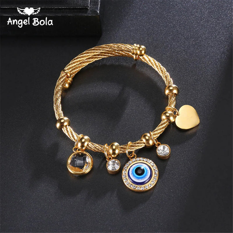 Evil Eyes Stainless Steel Women's Bracelet Eye Charm Chains