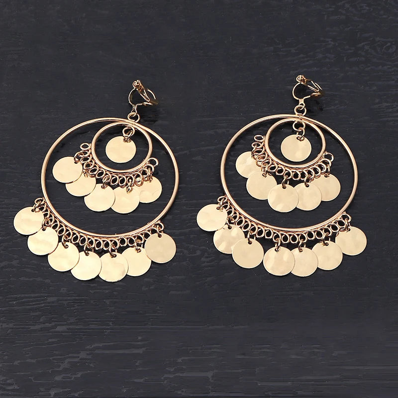 Geometric Round Clip-On Earrings for Women