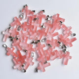 50pcs Watermelon Red Stone Cross Pendants for Necklaces Jewelry Making