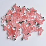 50pcs Watermelon Red Stone Cross Pendants for Necklaces Jewelry Making