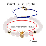 Crystal Beads Couple Bracelet Classic CZ Crown&Queen Charm Macrame