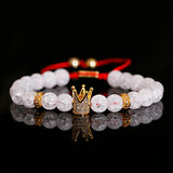 Crystal Beads Couple Bracelet Classic CZ Crown&Queen Charm Macrame