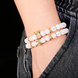 Crystal Beads Couple Bracelet Classic CZ Crown&Queen Charm Macrame