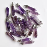 Amethyst Lapis Tiger Eye Stone Pillar Charms Pendants 10x32mm 24pcs