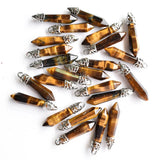Amethyst Lapis Tiger Eye Stone Pillar Charms Pendants 10x32mm 24pcs