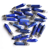 Amethyst Lapis Tiger Eye Stone Pillar Charms Pendants 10x32mm 24pcs