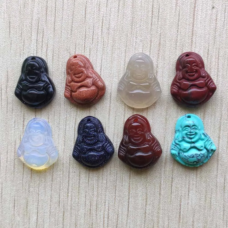 Natural Stone Buddha Carved Charm Mixed Pendants for Jewelry Making