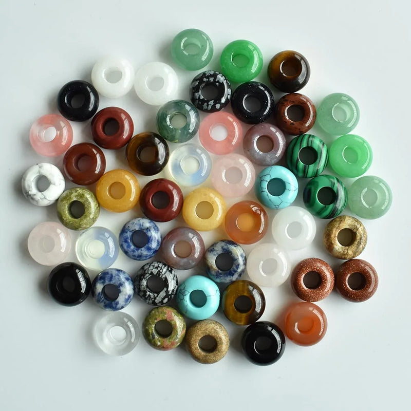 Natural Stone Round Big Hole Beads for Bracelet Charms 50pcs/lot