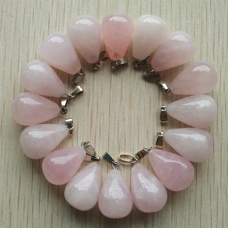 50Pcs/Lot Natural Stone Water Drop Pendants for Jewelry Making