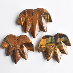 Tiger Eye Stone Maple Leaf Pendants for Necklace Making 3pcs