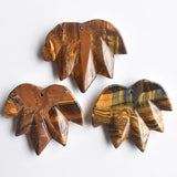 Tiger Eye Stone Maple Leaf Pendants for Necklace Making 3pcs
