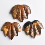 Tiger Eye Stone Maple Leaf Pendants for Necklace Making 3pcs