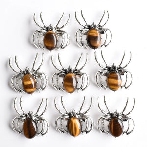 Tiger Eye Spider Shape Necklace Brooch Pendant for Jewelry