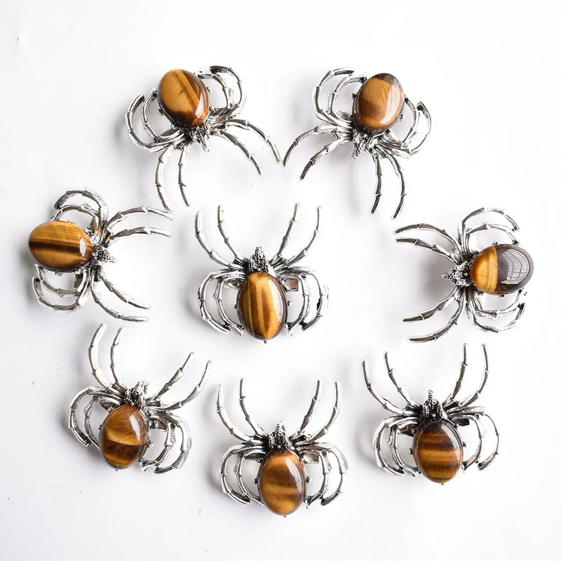 Tiger Eye Spider Shape Necklace Brooch Pendant for Jewelry