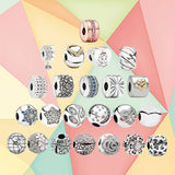 925 Silver DIY Star & Moon Clip Beads Female Charm Jewelry
