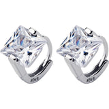 925 Silver Square CZ Mini Hoop Earrings for Women