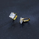 925 Silver Square CZ Mini Hoop Earrings for Women