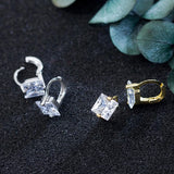 925 Silver Square CZ Mini Hoop Earrings for Women
