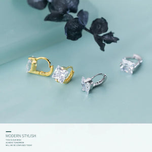 925 Silver Square CZ Mini Hoop Earrings for Women