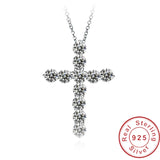 Lab Diamond cz Cross Pendant 925 Silver Necklace