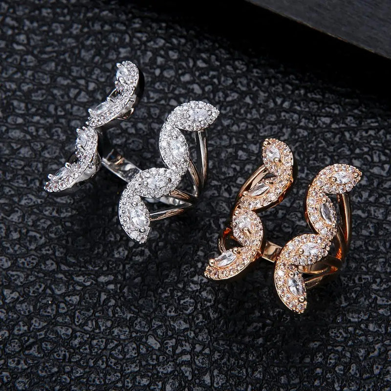 Flower Charms Baguette Cut Rings for Women
