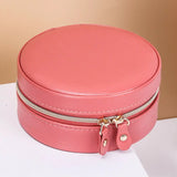 Portable Round Jewelry Box Travel Zipper Earring Storage Case
