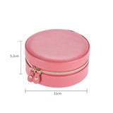 Portable Round Jewelry Box Travel Zipper Earring Storage Case