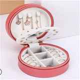 Portable Round Jewelry Box Travel Zipper Earring Storage Case