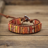 Chakra Bracelet Natural Stone Beads Leather Wrap Couple Bracelets
