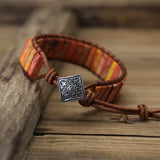 Chakra Bracelet Natural Stone Beads Leather Wrap Couple Bracelets