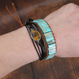 Chakra Bracelet Natural Stone Beads Leather Wrap Couple Bracelets