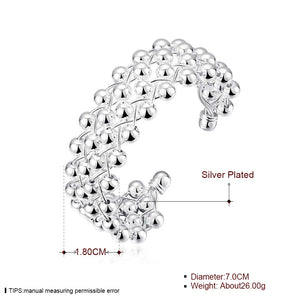 925 Silver Bracelet Round Bead Adjustable Women Fine Jewelry Bangles Charms