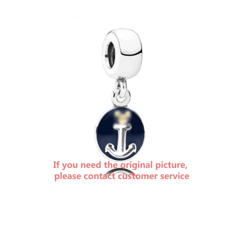 Classic Silver 925 My Mouse Cruise Line Heart Anchor Charm Pendant DIY